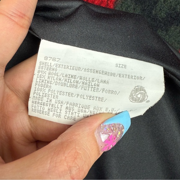 Woolrich vintage 80s RED BLACK AZTEC SHAWL NECK WOOL BUTTON UP VEST size S - Picture 8 of 8